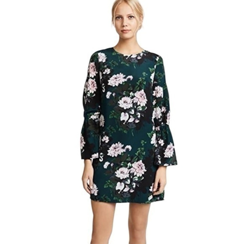 Club Monaco Sanai floral dress in the dark 3/4 sleeve